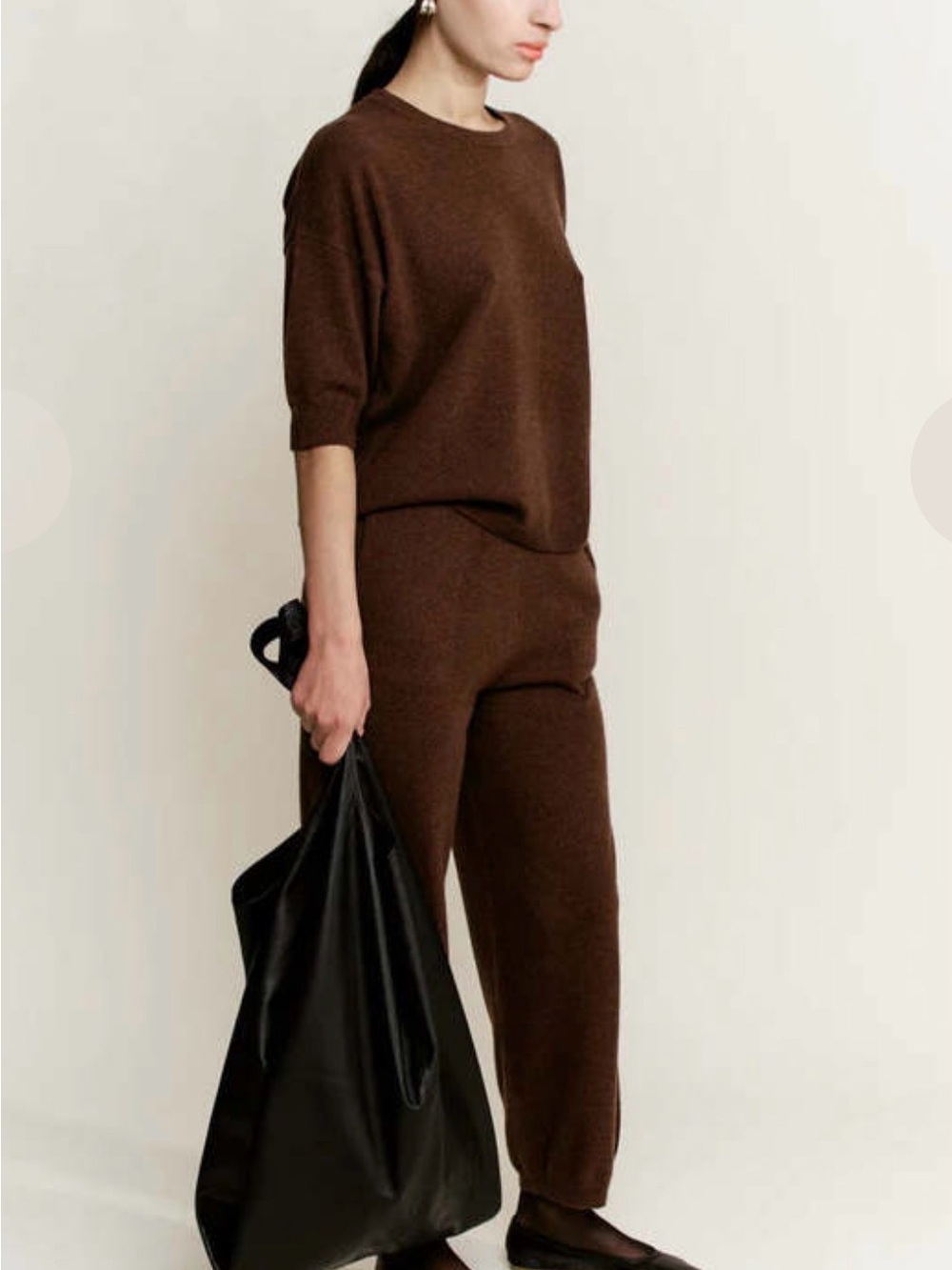 Modern Weaving 100% Cashmere Balloon Knit Lounge Pants – Brown, Size S